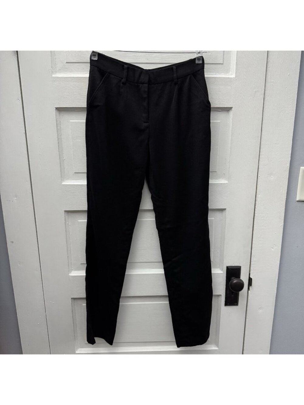 Moda International Black Wool Blend Slim Ankle Career Pants Womens 8